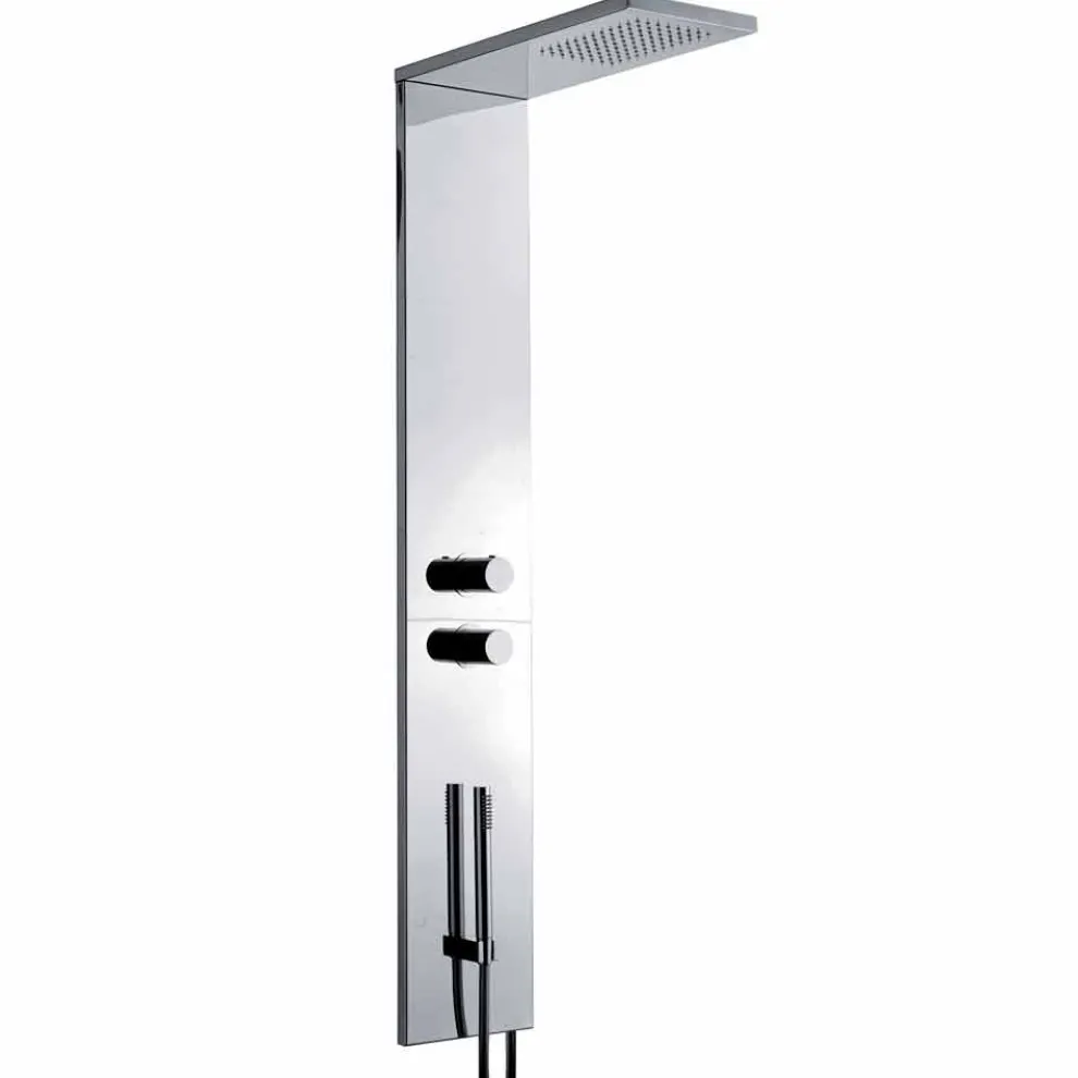 Thermostatische Wandduschsäule aus verchromtem Edelstahl Made in Italy - Pampo
