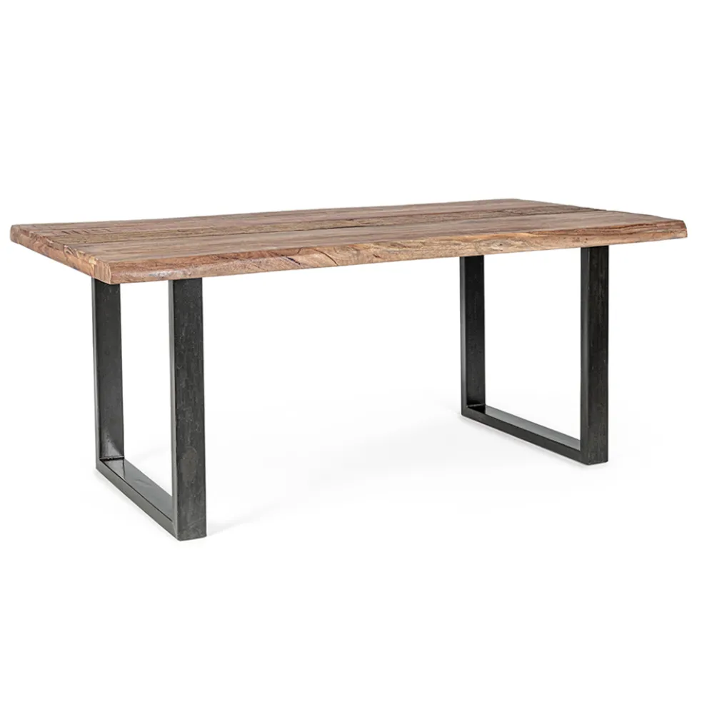 Tisch aus Akazienholz mit recyceltem Einsatz und Homemotion-Stahl - Zalma