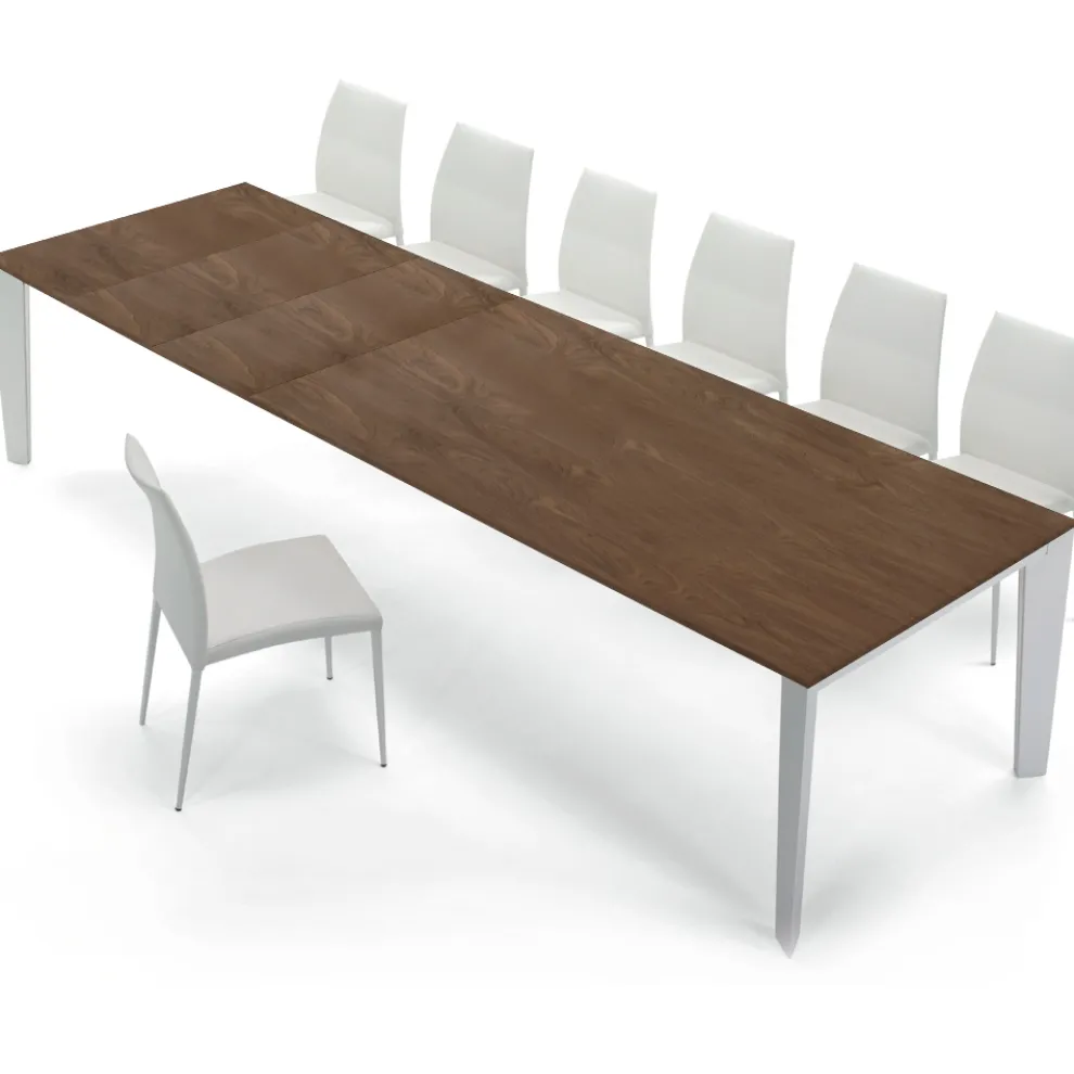 Tisch aus furniertem Holz, ausziehbar bis 325 cm, hergestellt in Italien – 70er Jahre