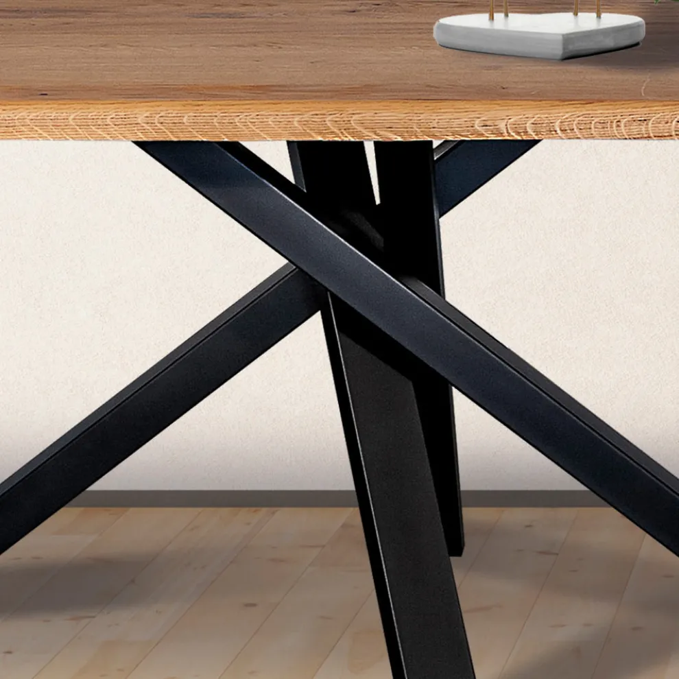 Tisch aus geknoteter Eiche mit Metallgestell Made in Italy - Sebastiano