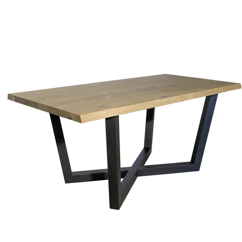 Tisch aus geknoteter Eiche mit eisengrauem Metallgestell Made in Italy - Gonna