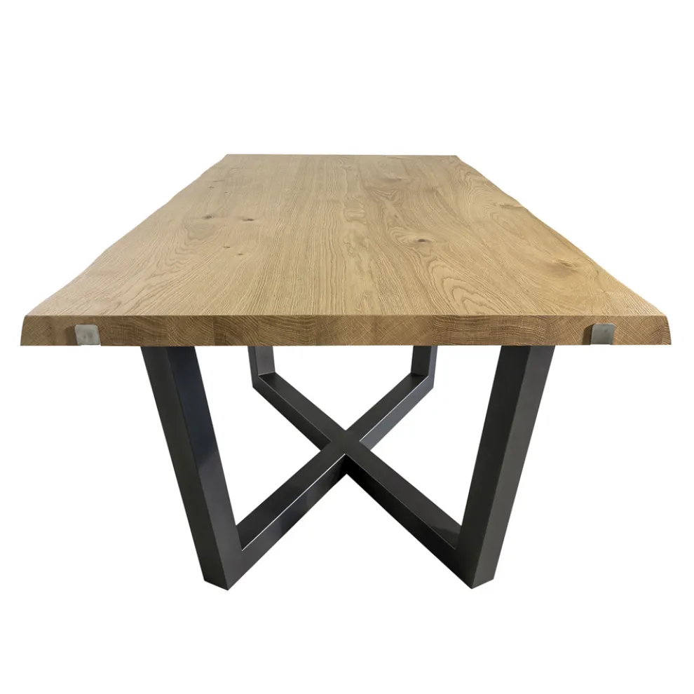 Tisch aus geknoteter Eiche mit eisengrauem Metallgestell Made in Italy - Gonna
