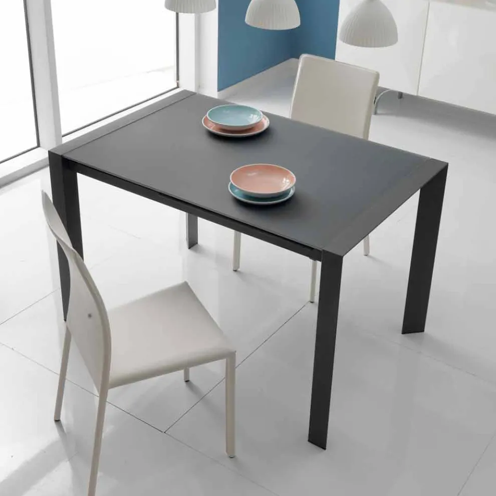 Tisch aus Glas und Metall verlängerbar Oddo