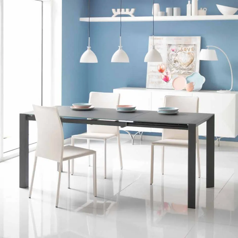 Tisch aus Glas und Metall verlängerbar Oddo