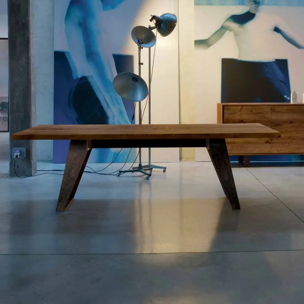 Tisch aus massivem natürlichem Erlenholz, modernes Design, Antonio