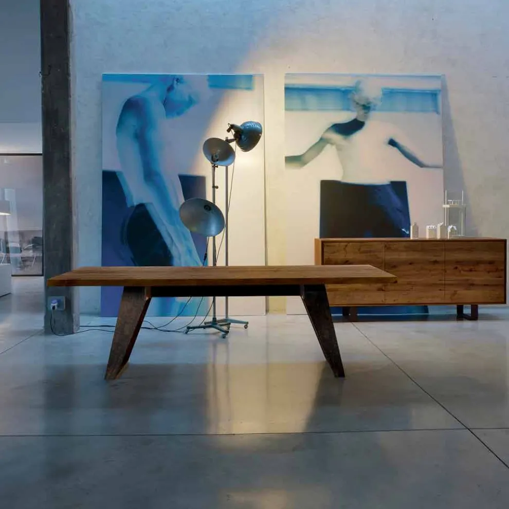 Tisch aus massivem natürlichem Erlenholz, modernes Design, Antonio