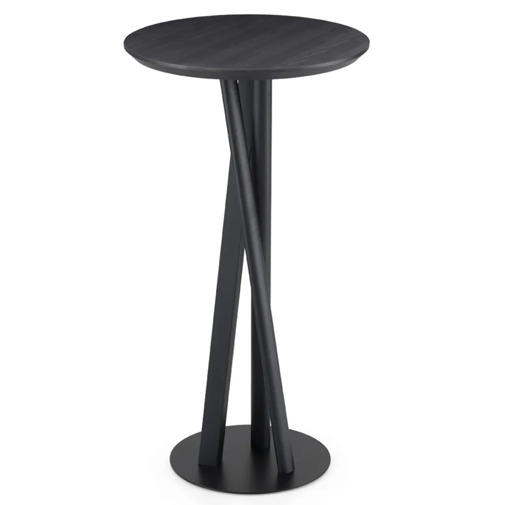 Tisch aus massiver Esche und Metall mit runder Platte Made in Italy - Baden