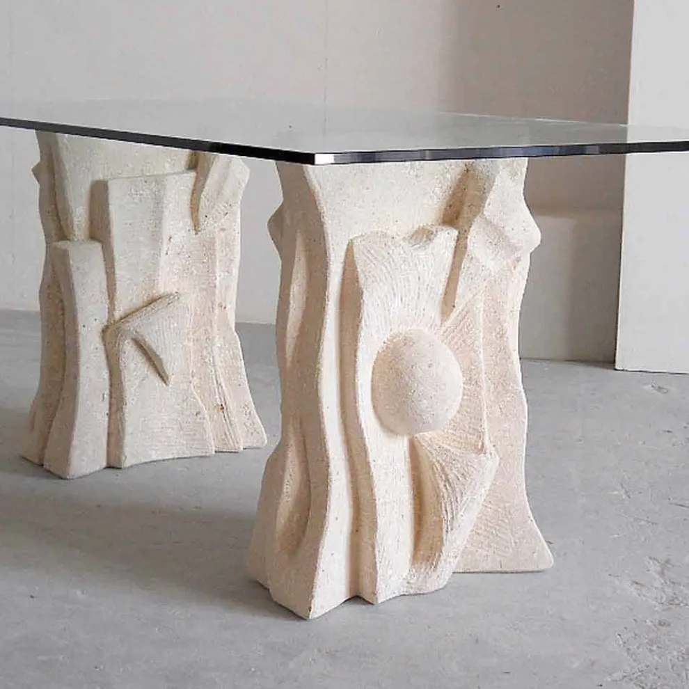 Tisch aus Stein mit Kristall Tischplatte in modernem Design Priamo