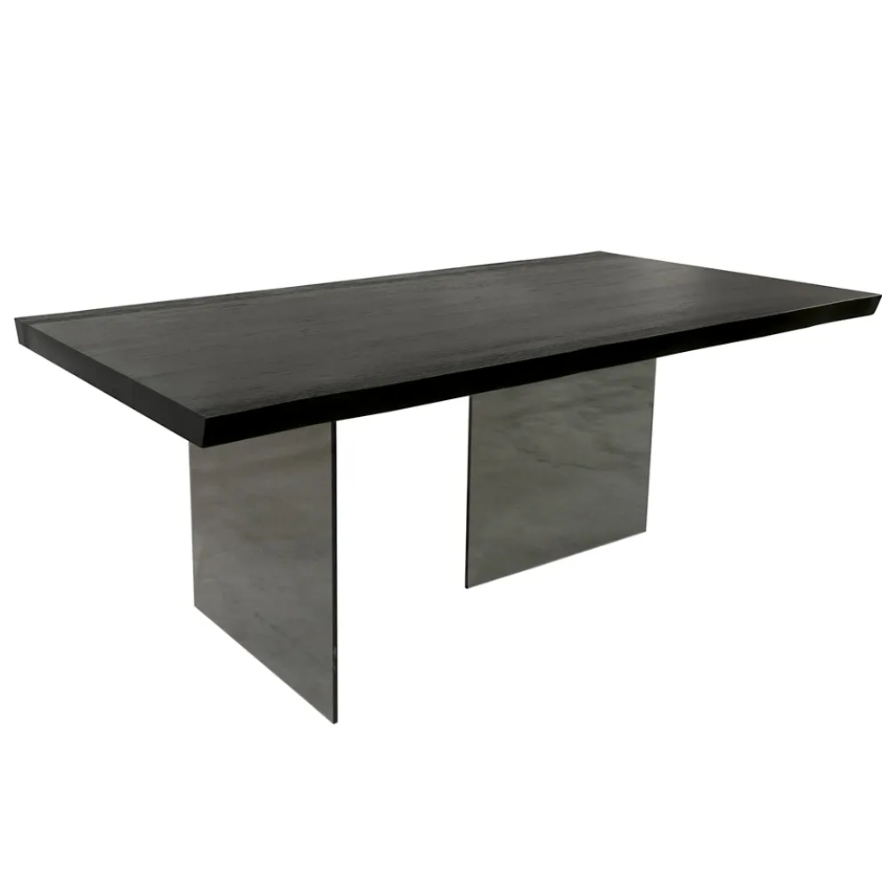 Tisch mit plattierter Platte aus massiver Eiche und Basis aus Kristall Made in Italy - Noelia