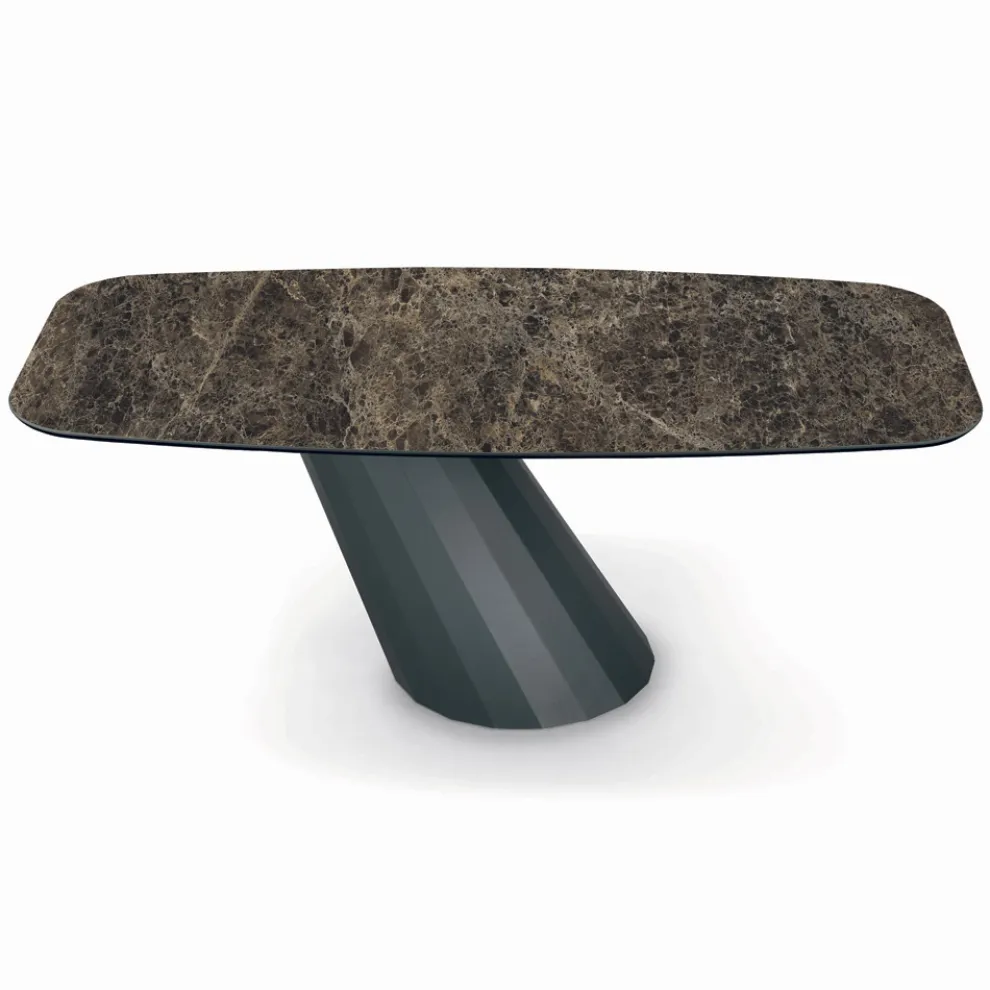 Tisch und Untergestell aus Keramik mit Graphit-Finish, hergestellt in Italien – Hose