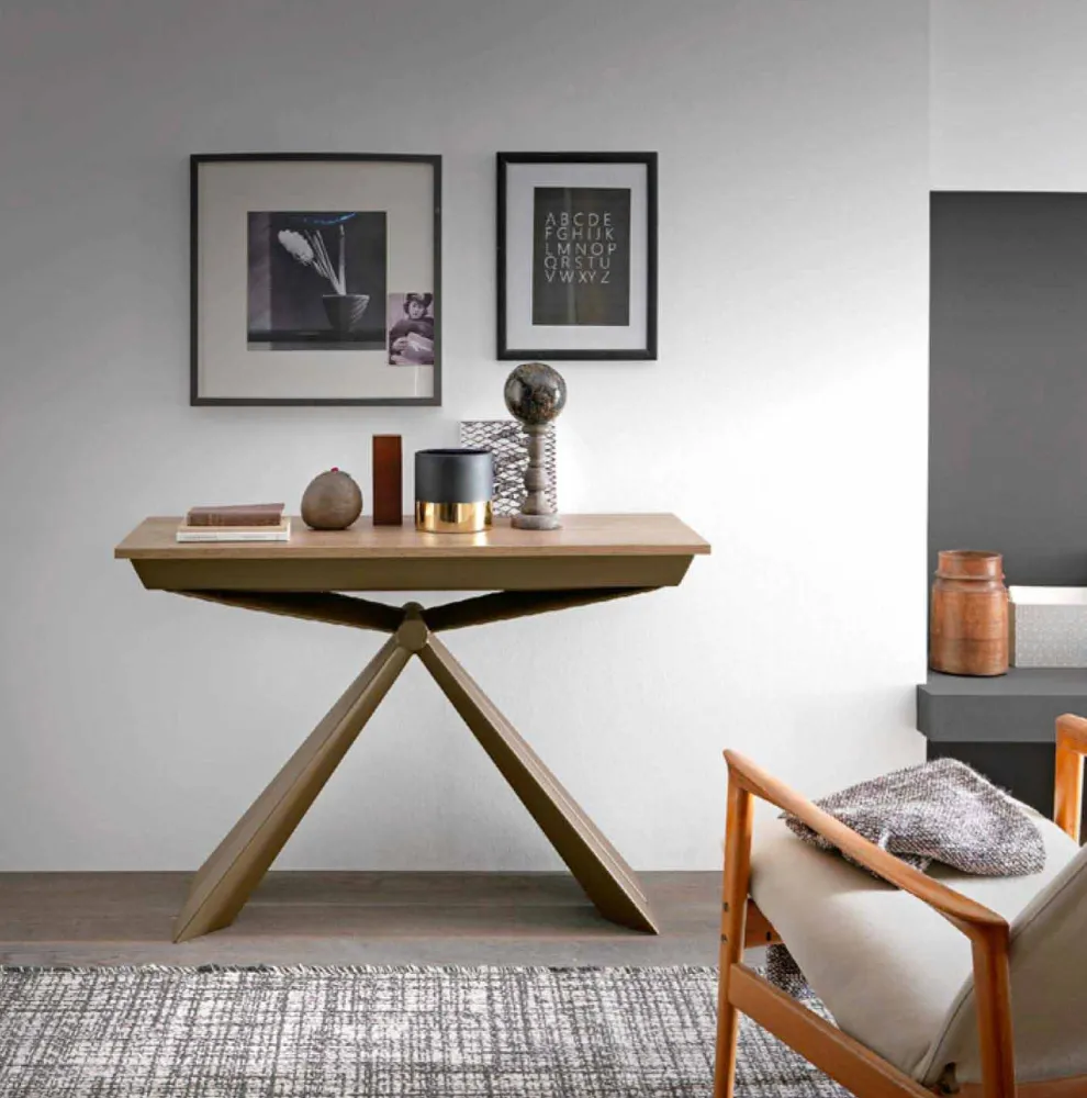 Tischkonsole aus Holz und Metall ausziehbar bis 295 cm Made in Italy - Timedio