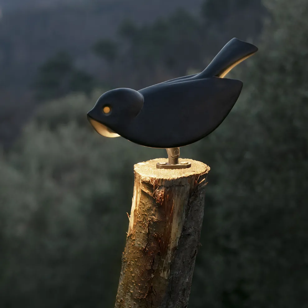 Tischlampe aus emaillierter toskanischer Majolika Made in Italy - Uccellino