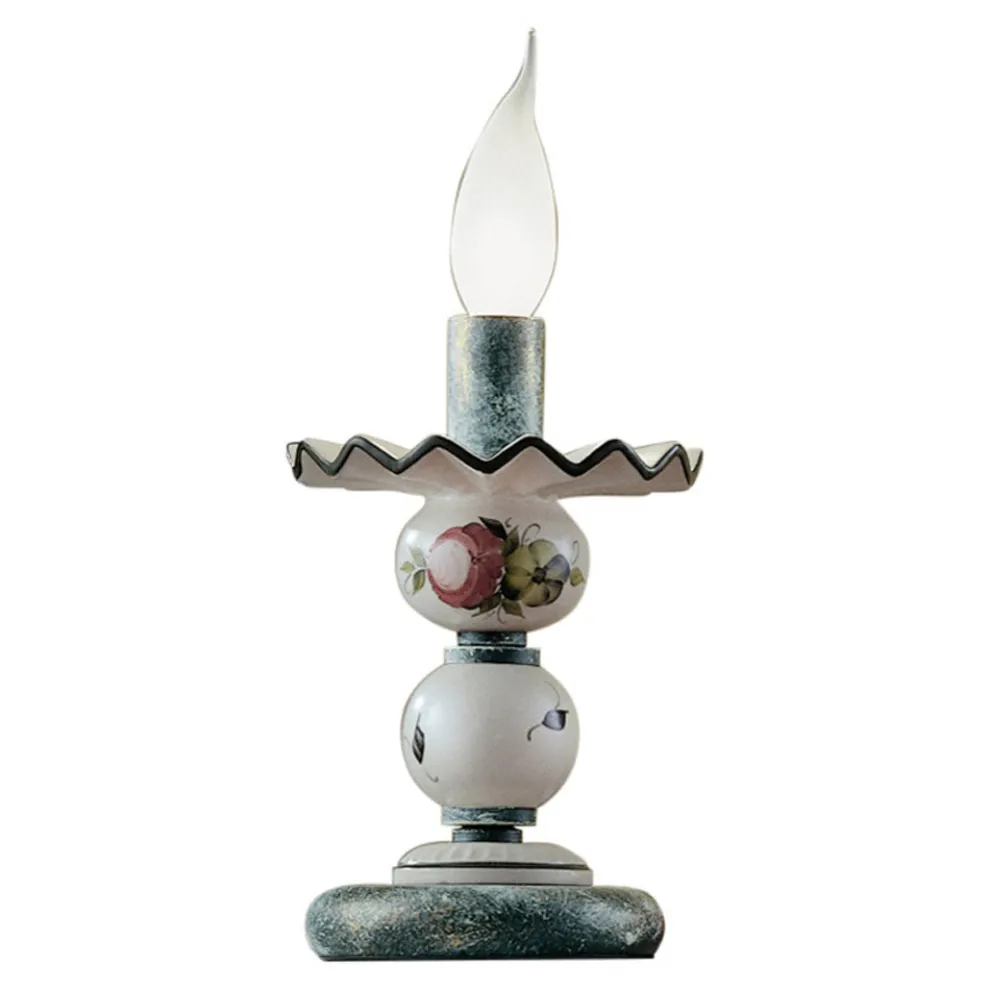 Tischlampe aus handverzierter Keramik und antikem Messing - Sanremo