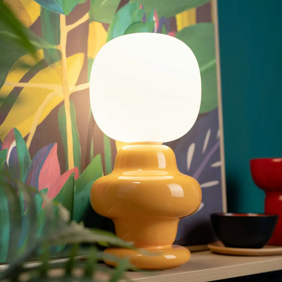 Tischlampe aus Keramik und Glas, hergestellt in Italien – Copacabana