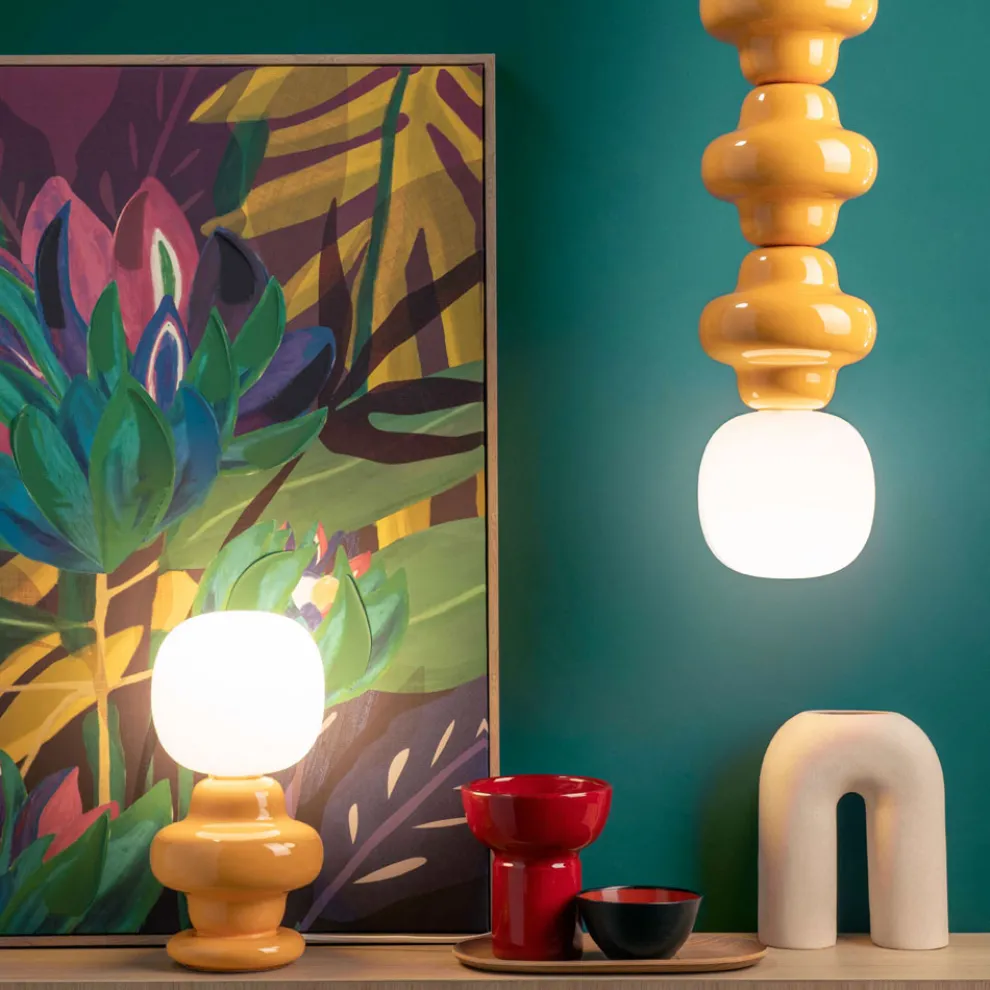 Tischlampe aus Keramik und Glas, hergestellt in Italien – Copacabana