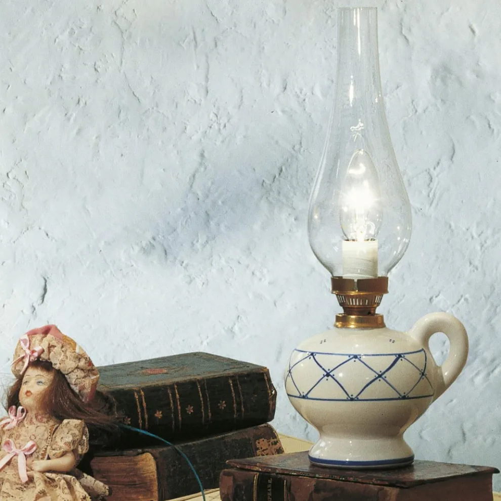 Tischlampe aus Keramik handdekoriert im rustikalen Stil Ferroluce