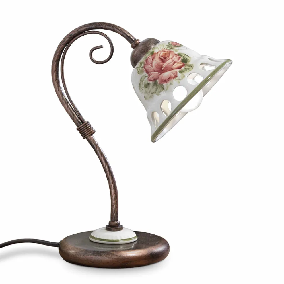 Tischlampe aus Metall und handgefertigter Keramik mit Passanastri - Neapel