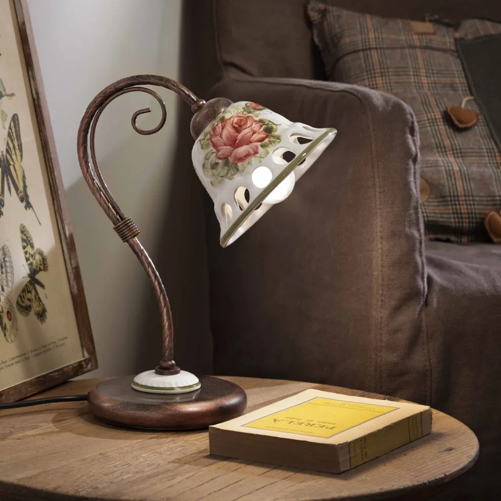 Tischlampe aus Metall und handgefertigter Keramik mit Passanastri - Neapel