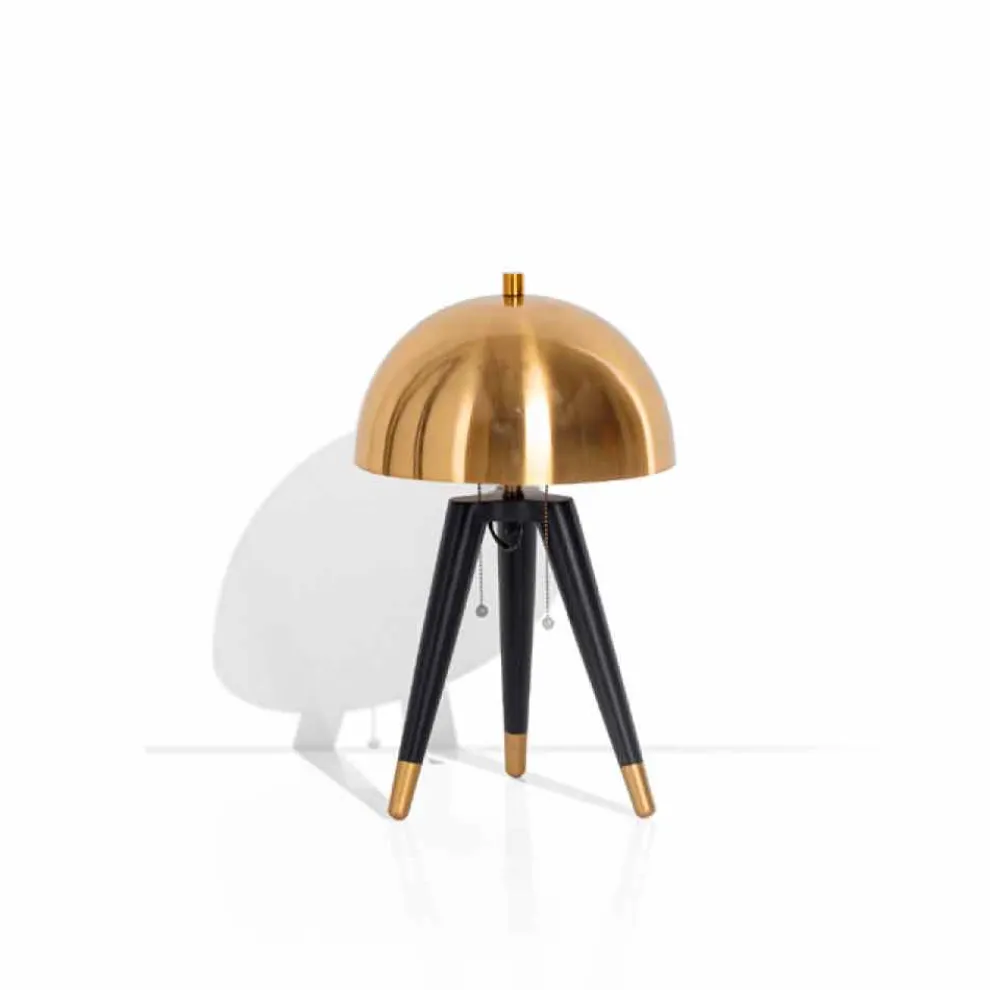 Tischlampe aus schwarzem Metall und gebürstetem Messing Made in Italy - Peter