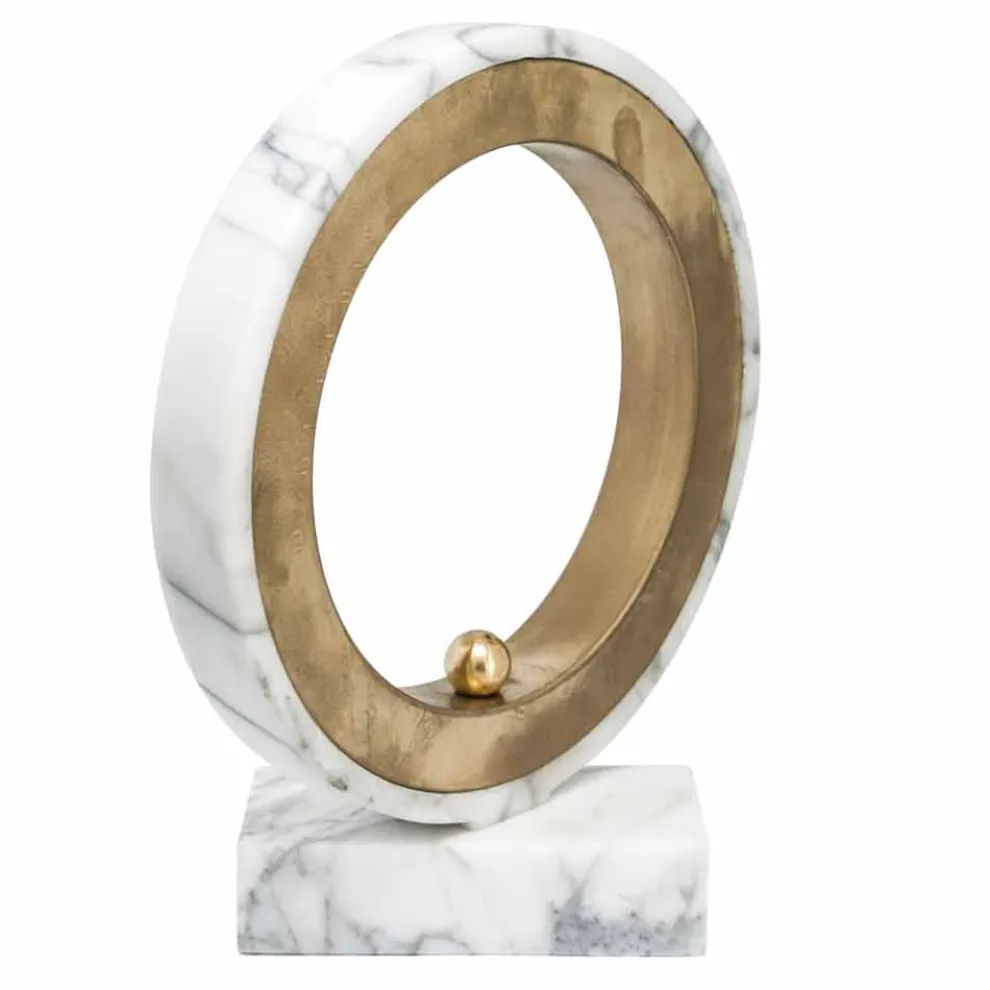 Tischlampe aus weißem Carrara-Marmor und Messing Made in Italy Luxury - Nazife