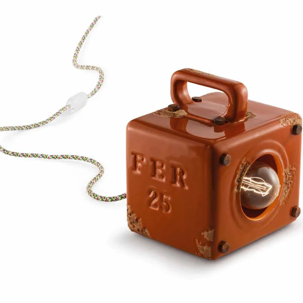 Tischlampe im Industrial Look aus Keramik und Eisen Valerie