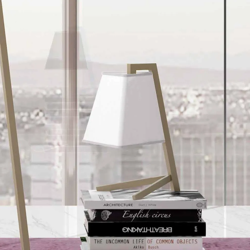 Tischlampe mit Struktur aus Metall und Stoff Made in Italy - Barton