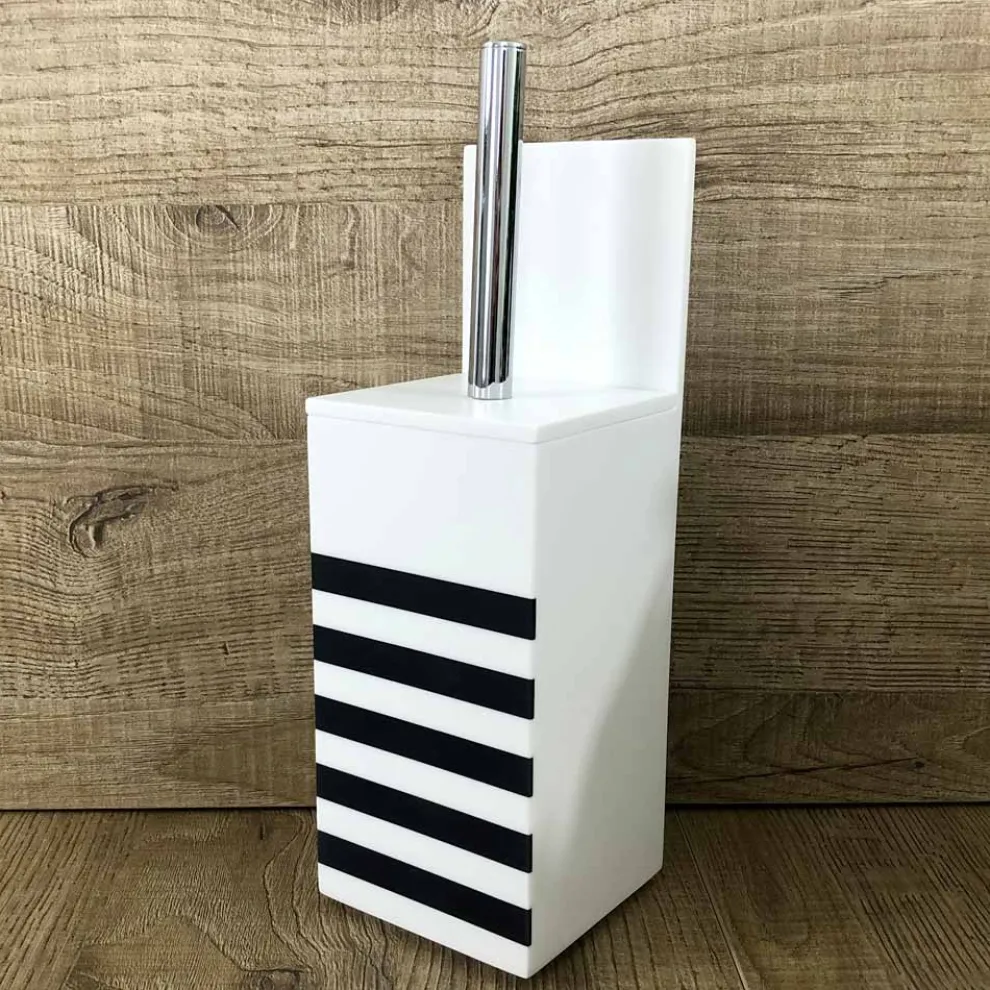 Toilettenbürstenhalter aus weißem Corian oder mit schwarzem Einsatz Made in Italy - Elono