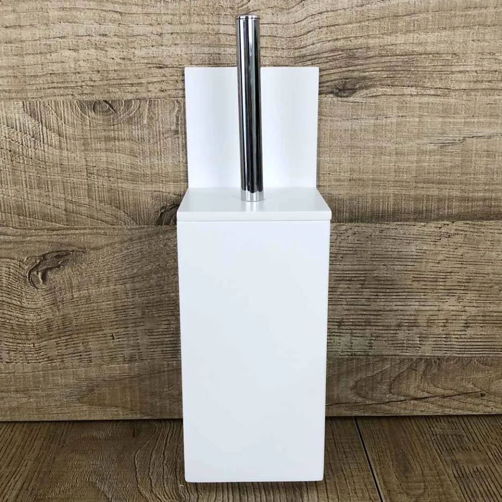 Toilettenbürstenhalter aus weißem Corian oder mit schwarzem Einsatz Made in Italy - Elono
