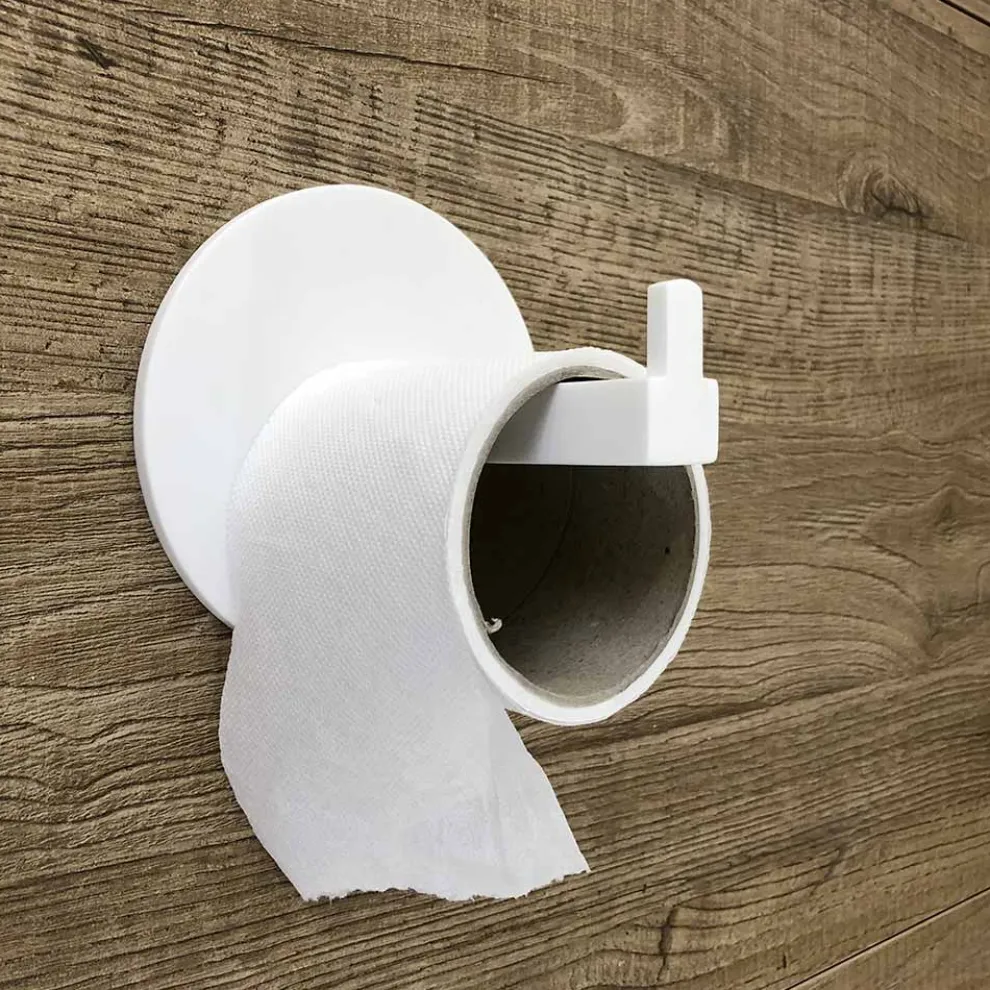Toilettenpapierhalter aus weißem Corian oder mit schwarzem Einsatz, Made in Italy - Elono