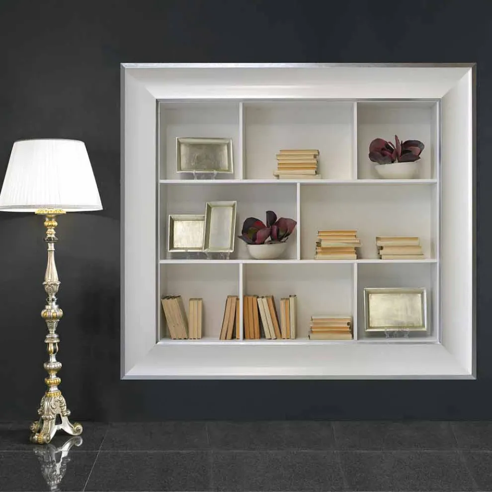 Tommaso Wandbücherschrank mit Holzfächern, handgefertigt in Italien