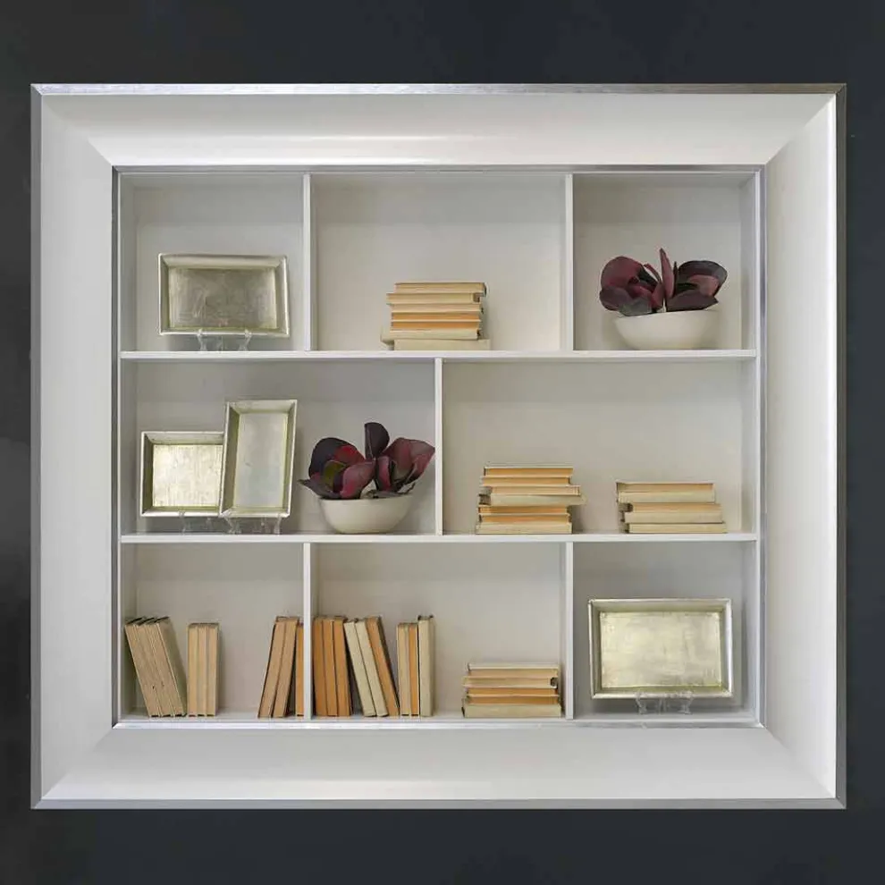 Tommaso Wandbücherschrank mit Holzfächern, handgefertigt in Italien