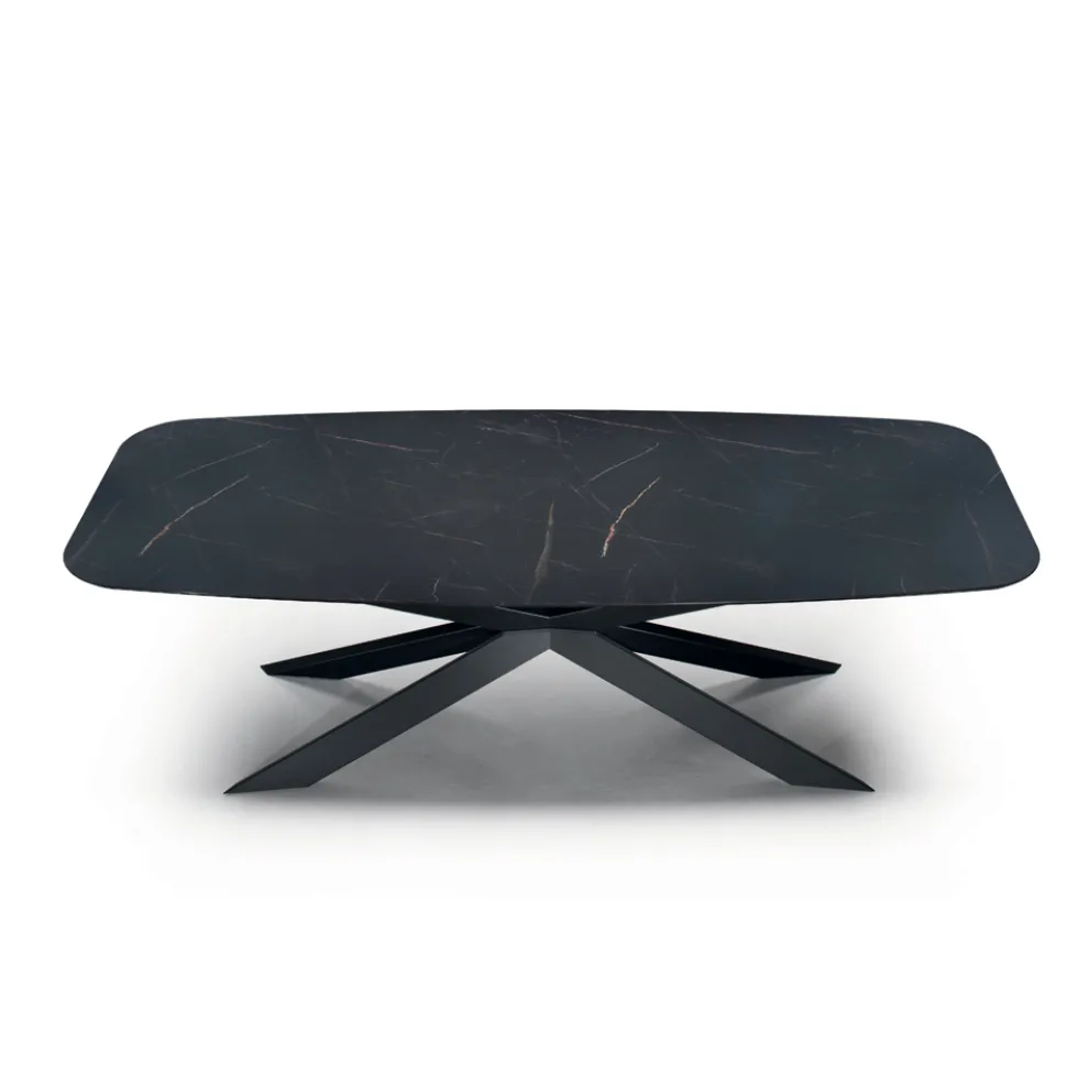 Tonnenförmiger Esstisch aus Laminat in Marmoroptik, hergestellt in Italien – Grotta