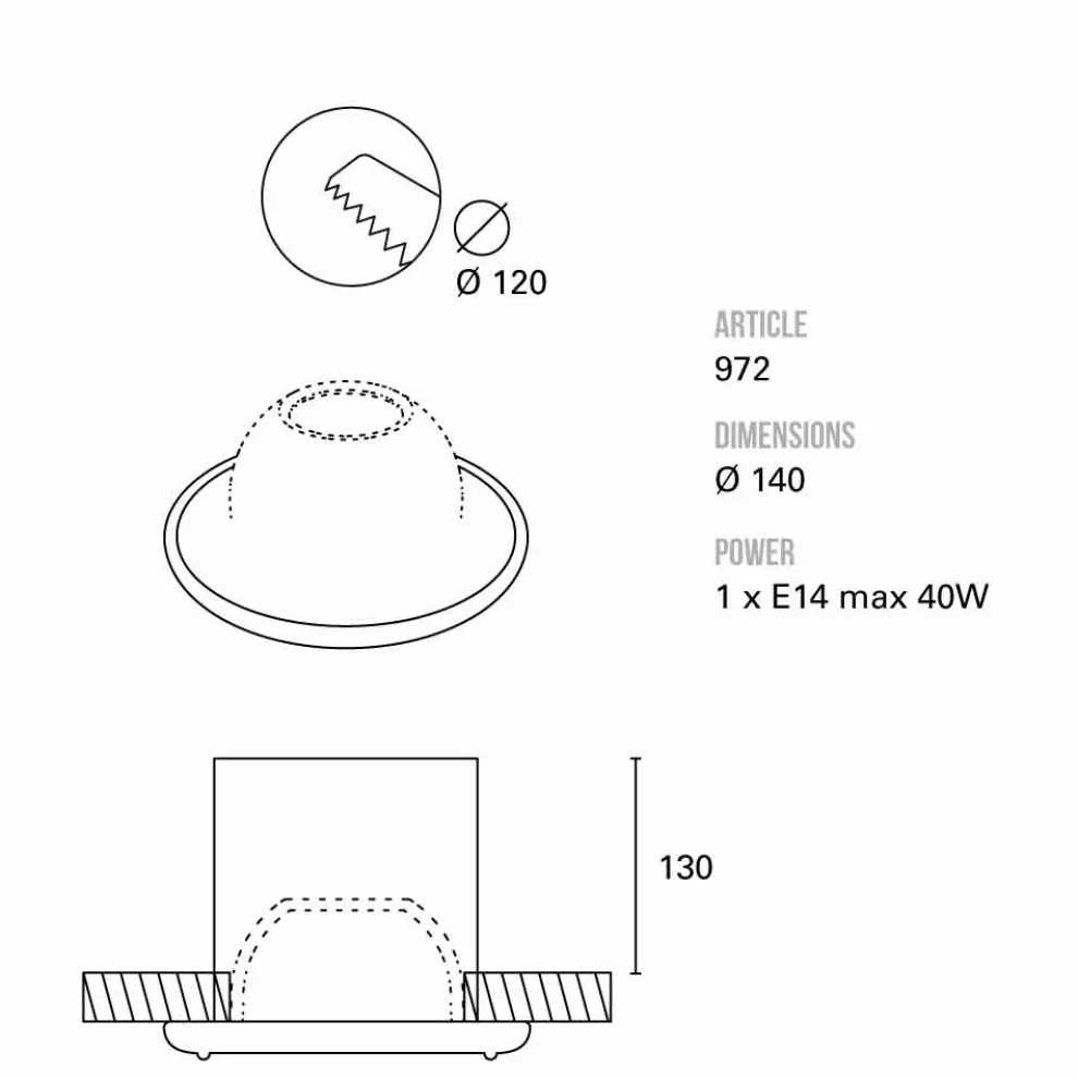 Toscot Battersea Einbaustrahler Ø14 cm, hergestellt in Toskana