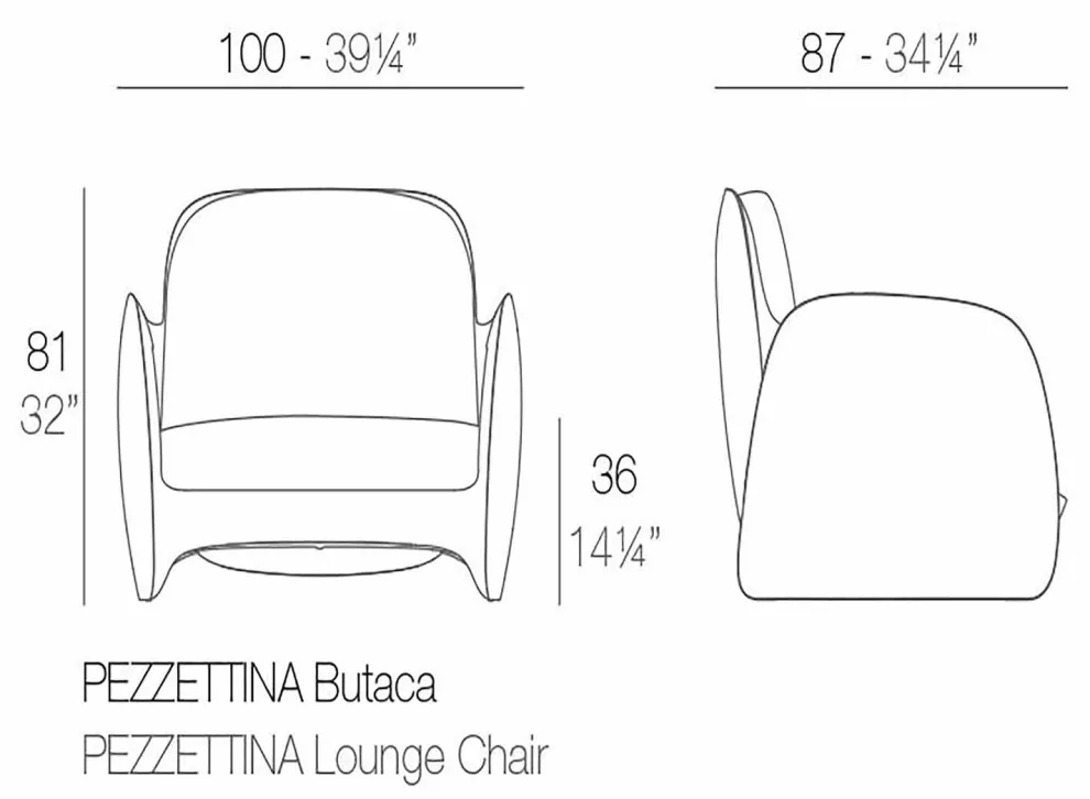 Moderner Gartensessel aus Polyethylen, Pezzettina von Vondom