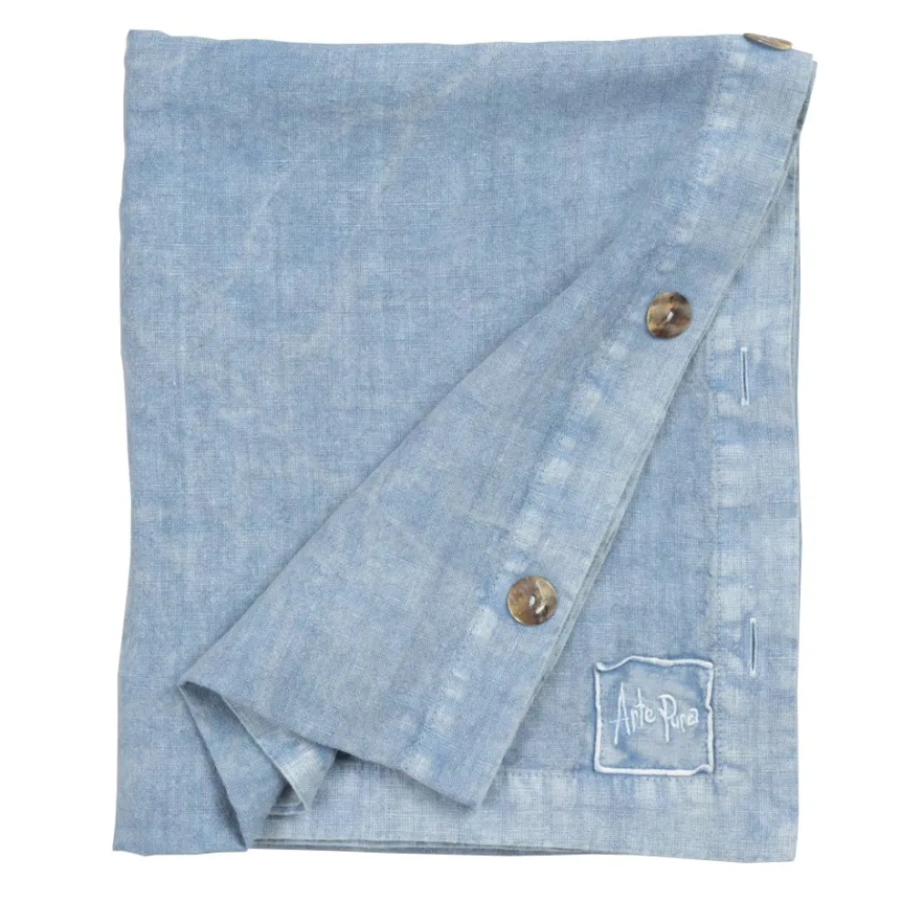 Rechteckige Leinentischdecke mit Knopflöchern und 10 Knöpfen, Luxus - Mittelmeer