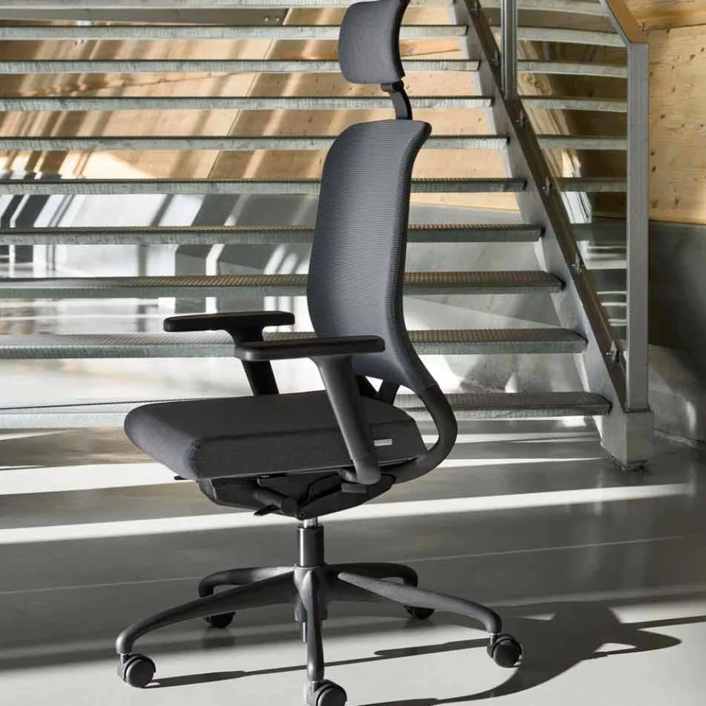 Ökologischer drehbarer ergonomischer Design-Bürosessel mit Kopfstütze - Meliva