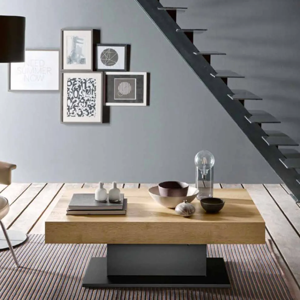 Transformator Tisch aus Holz und Stahl Made in Italy - Demetro