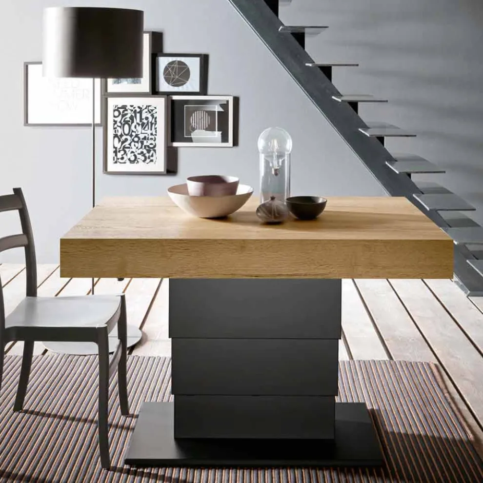 Transformator Tisch aus Holz und Stahl Made in Italy - Demetro