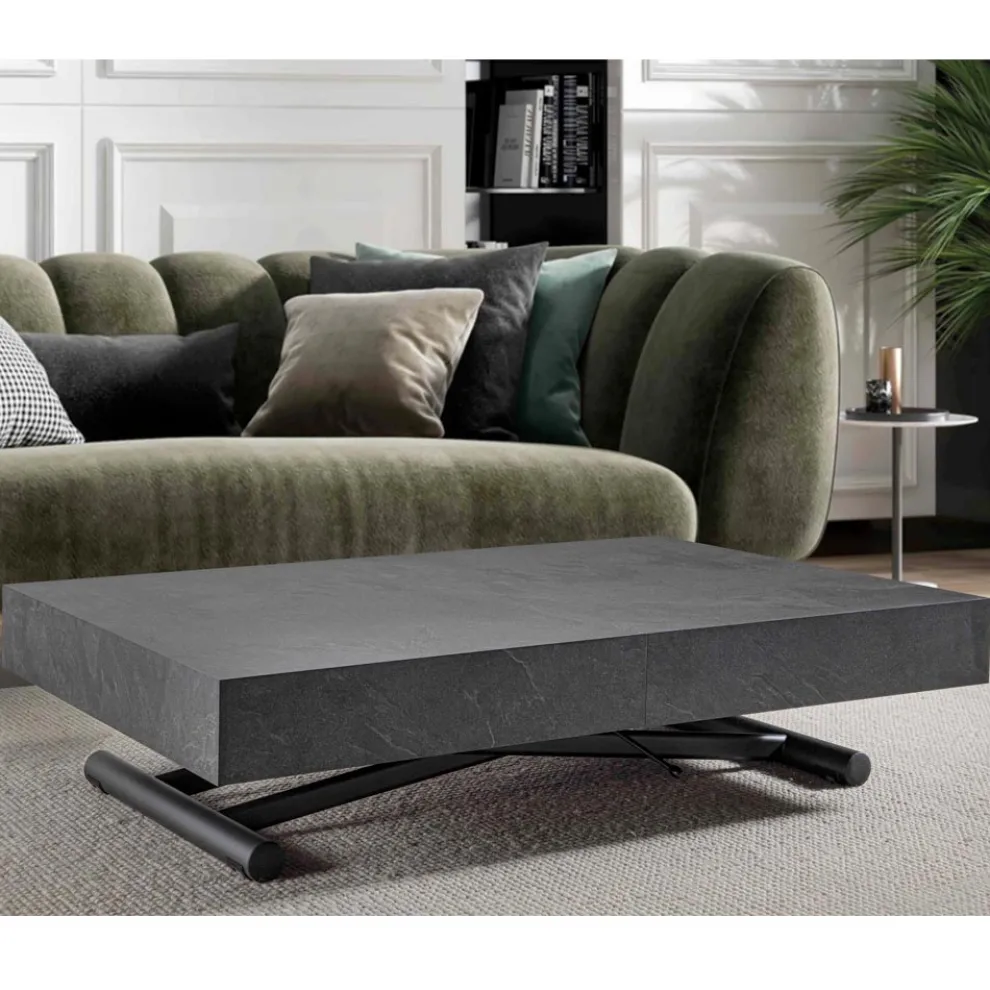 Transformierbarer Couchtisch mit Schieferoberfläche aus Holz - Ademo