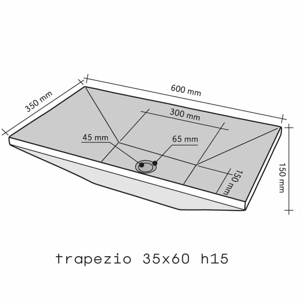 Trapezförmiges Aufsatzwaschbecken aus schwarzen Naturstein Wok Modell