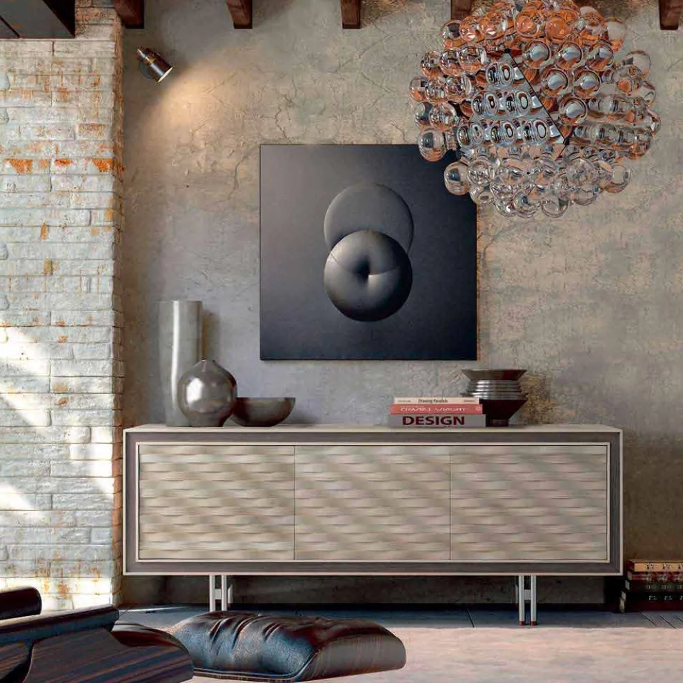 3-türige Anrichte, aus natürlichem grauem Nussholz 192x50cm Teresa