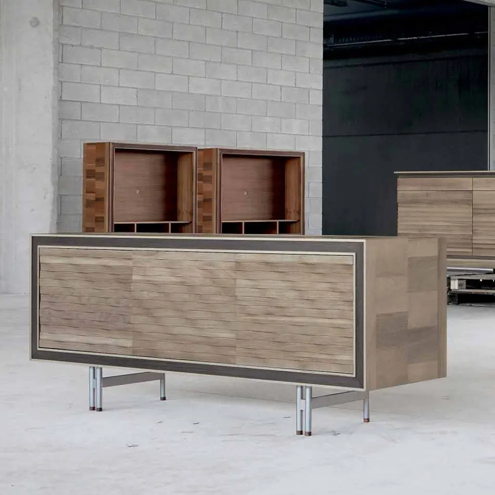 3-türige Anrichte, aus natürlichem grauem Nussholz 192x50cm Teresa