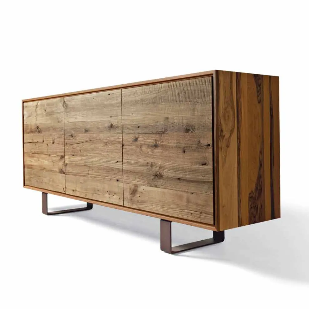 3-türige Anrichte, aus natürlichem Nussholz L215xP50cm Flora