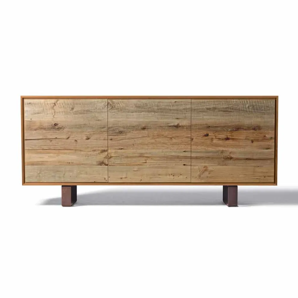 3-türige Anrichte, aus natürlichem Nussholz L215xP50cm Flora