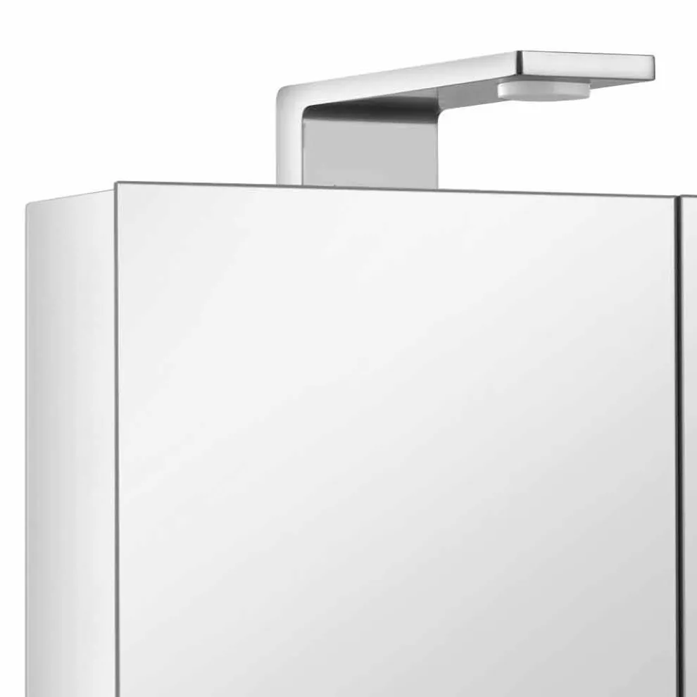 2-türiger Spiegel mit silbernem Aluminiumbehälter und Chromdetails - Maxi