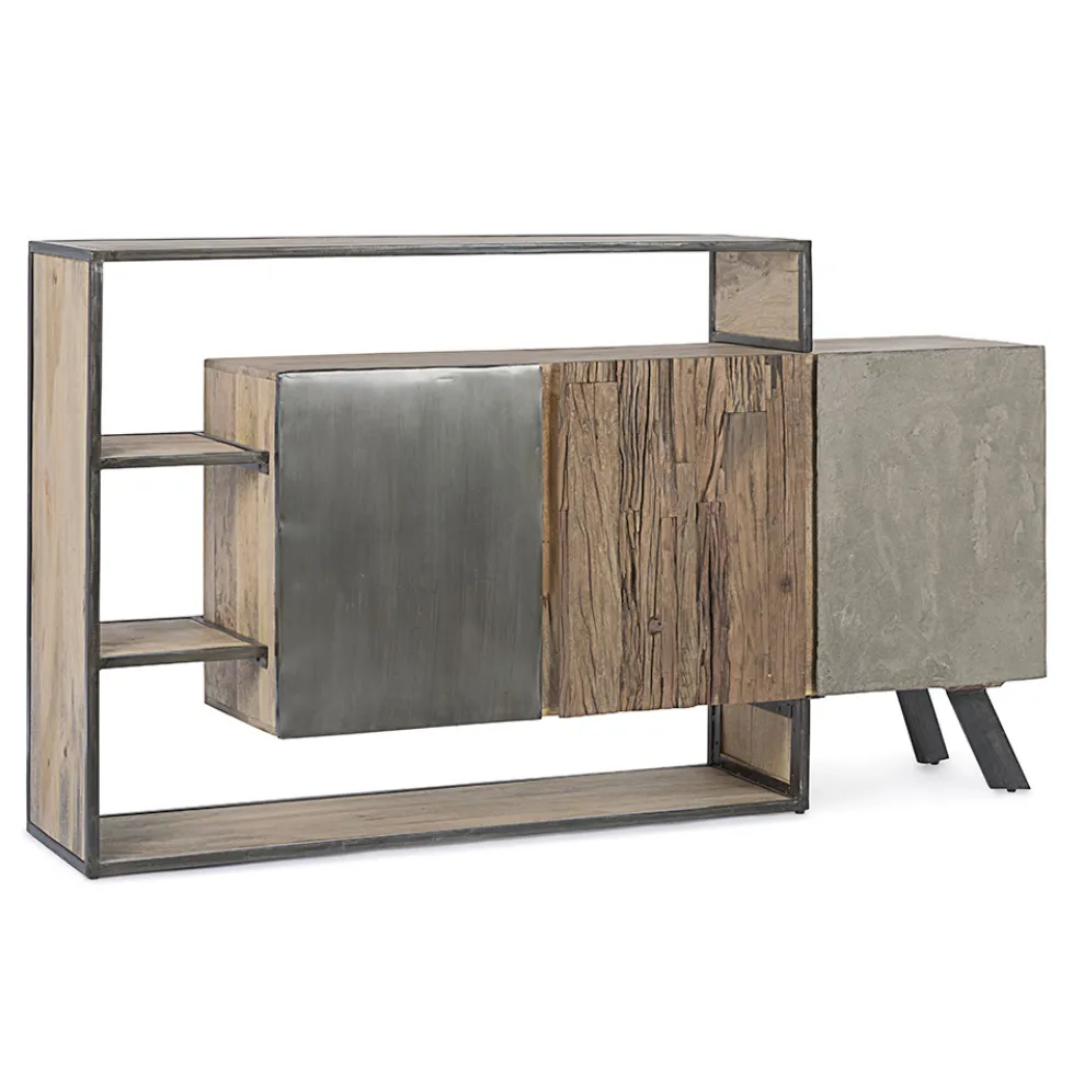 3-Türiges Sideboard aus Mangoholz und Stahl Homemotion - Signorino