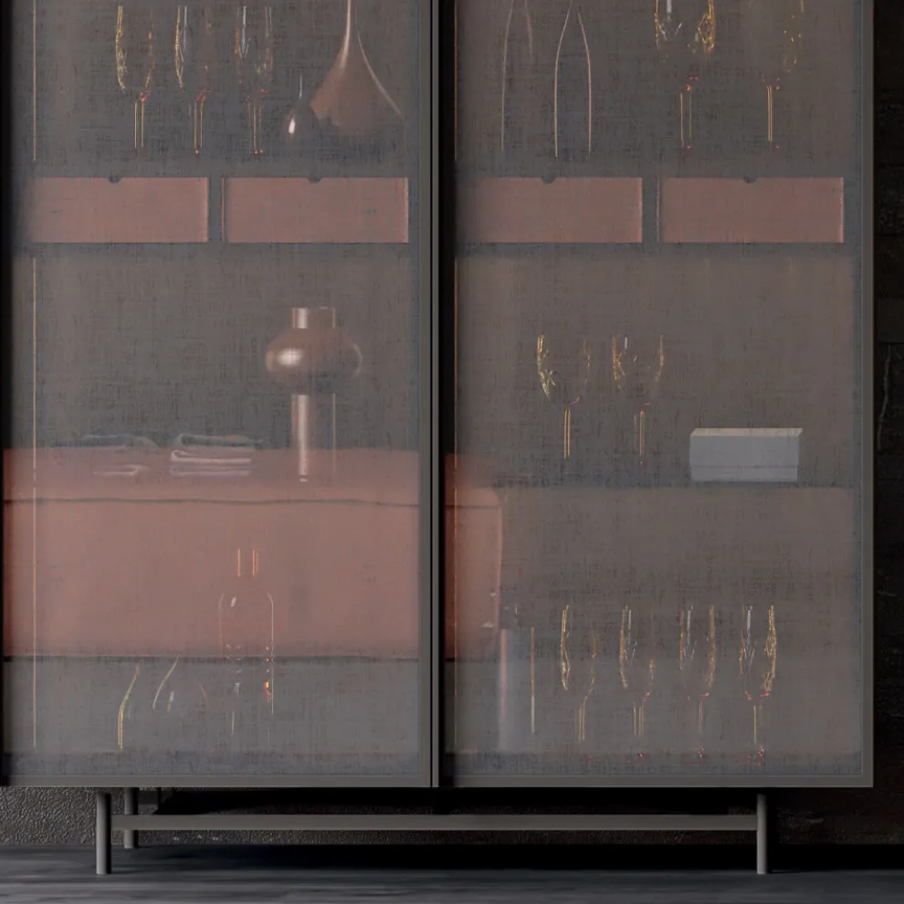 2-türiges Sideboard aus ökologischem Holz und hochwertigem Metall Made in Italy - Aaron