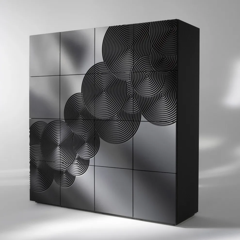 8-türiges Sideboard im modernen Design Ardesia, weiß, schwarz oder gold