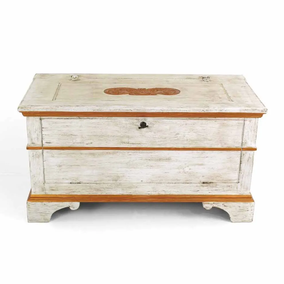 Truhe handgefertigt aus Massivholz mit Goldprofilen Made in Italy - Caio