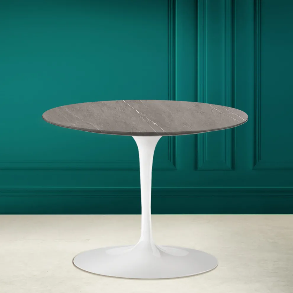 Tulip Eero Saarinen H 41 Couchtisch aus Keramik, Steingrau, hergestellt in Italien – Scarlet